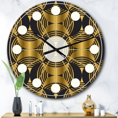 Motif moderne de style Art déco - Horloge murale moderne Mid-Century