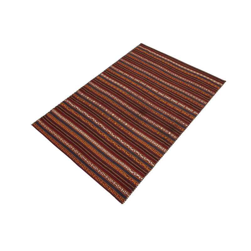 Tapis rouge / bleu / beige / doré en laine noué à la main 6 pi x 11 pi 6 po Mellon