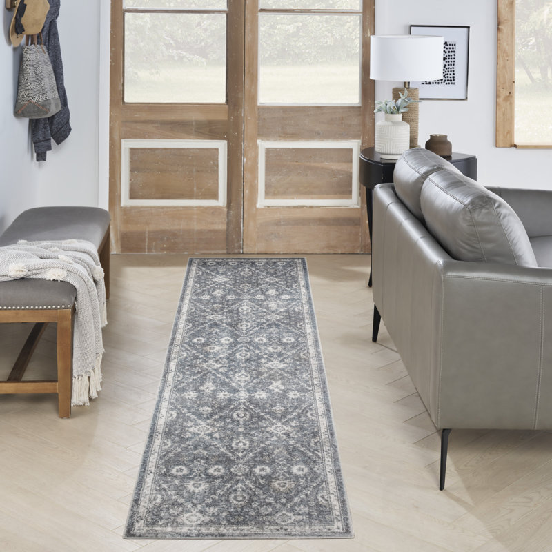 Tapis bleu foncé Nourison Astra, Tapis de couloir 2 pi 2 po x 8 pi