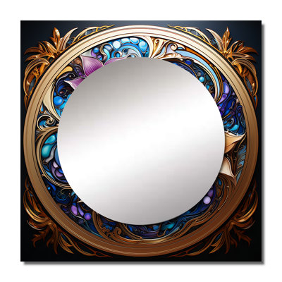 Retro Gold Floral Mandala Magic I - Boho Mandala Square Mirror For Wall Art Decor