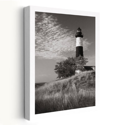 Big Sable Point Lighthouse II Bw Coastal Abstract Black Black And White Big Sable Point Lighthouse Great Lake