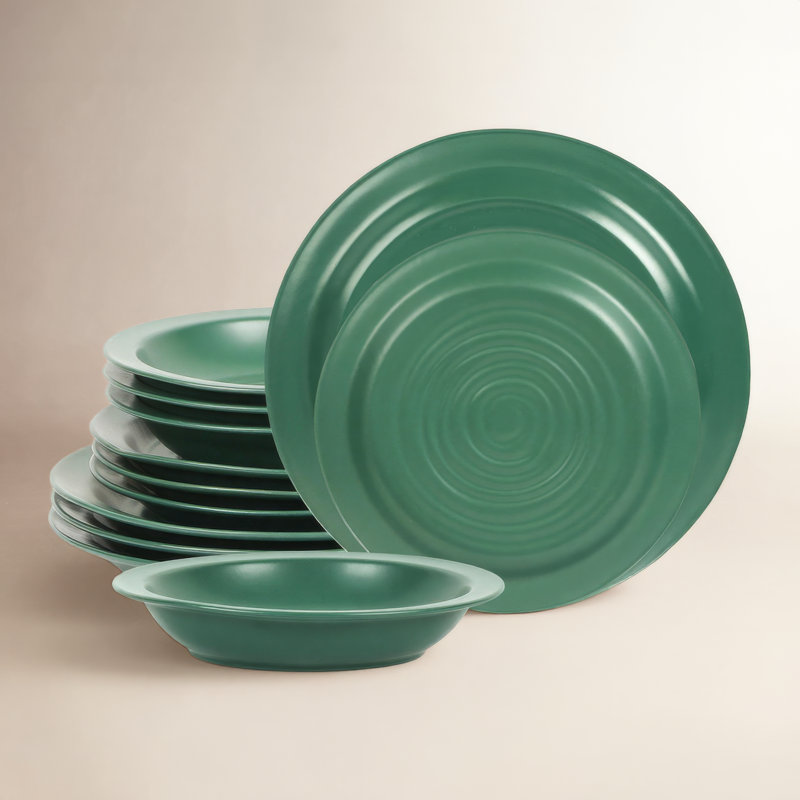 Stone Lain Orbit 12-Piece Dinnerware Set Stoneware, Green