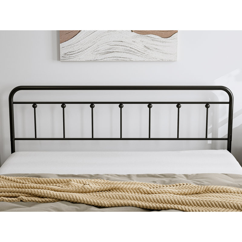  August Grove® Metal King Size Headboard, Adjustable Height, Farmhouse Victorian Style, Steel Headboard Only For Bedroom, Easy Assembly, Black