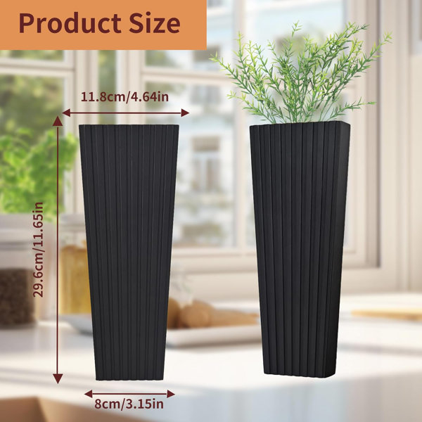 Gracie Oaks 2Pack Black Wood Wall Planter For Indoor +2Pack Green ...
