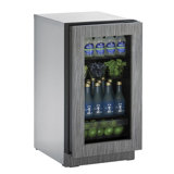 U-Line 17.75'' W Convertible 123 Cans (12 oz.) 3.6 Cubic Feet Beverage Cooler with Glass Door