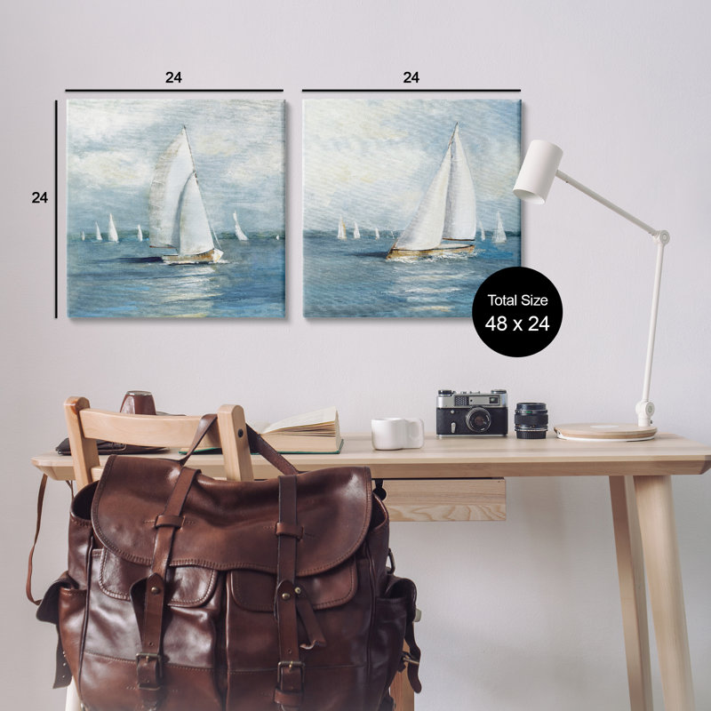 Ensemble de 2 voiliers voiliers, conception par Sally Swatland, H 24 po x l 24 po