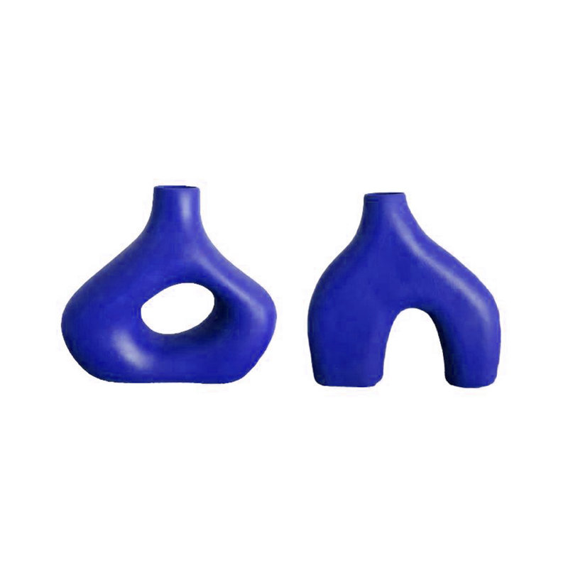 Coye Ceramic Table Vase, 19cm H x 15cm W x 4cm D, Navy Blue