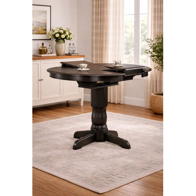 Geirlaugur Round Counter Height Extendable Butterfly Leaf Solid Wood Dining Table in Grey