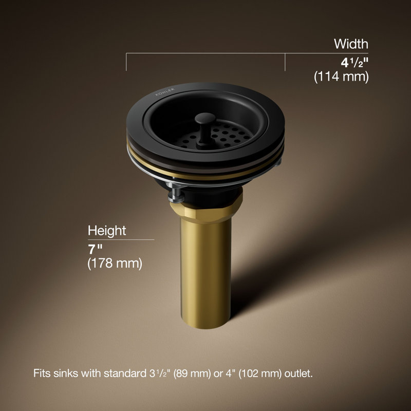 Duostrainer Sink drain and strainer with tailpiece, Matte Black