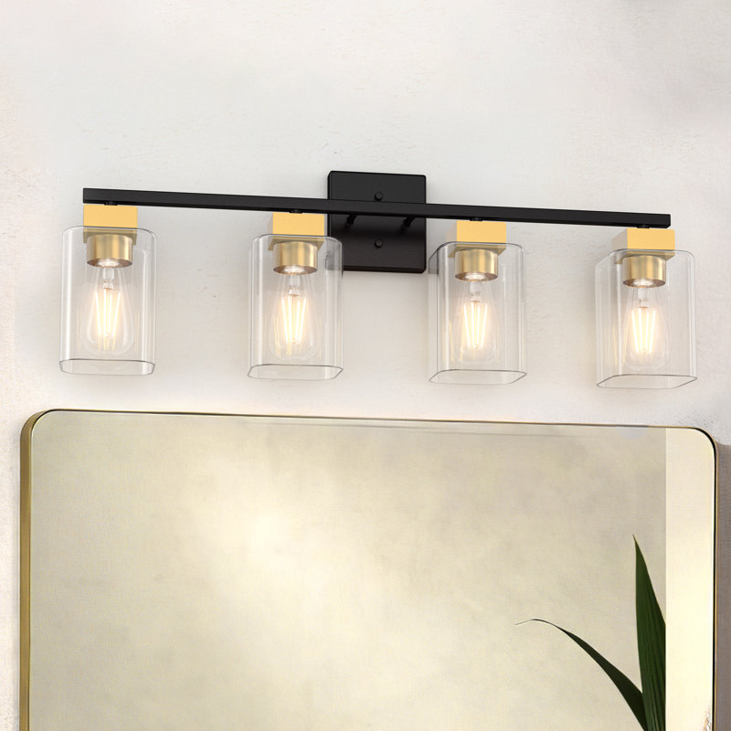 Éclairage pour coiffeuse Hartshorn, 4 lumières, Noir et cuivre
