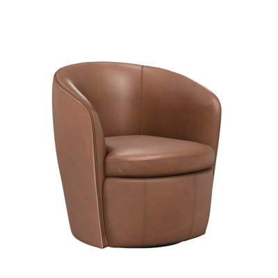 Azurdee Top Grain 100% Genuine Italian Leather Swivel Barrel Chair