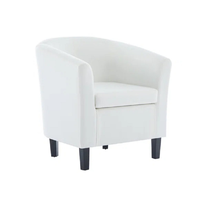 Fauteuil demi-tonneau en cuir 28 po Seldon, White Polyurethane