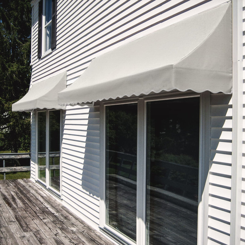 Auvent fixe en tissu acrylique Awantech Nantucket, H 44 po x l 88,5 po x P 36 po, Tweed avoine