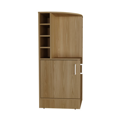 Armoire de bar en chêne 42 po, huit bouteilles de vin, double porte, hauteur de style moderne, 8 tablettes pour porte-bouteilles