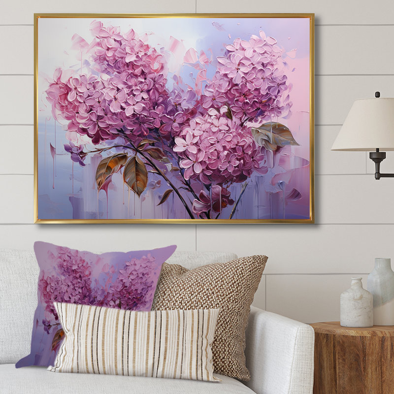 Lilas beauté dévoilée III - impression, H 16 po x l 32 po x P 1 po, Cadre flottant doré