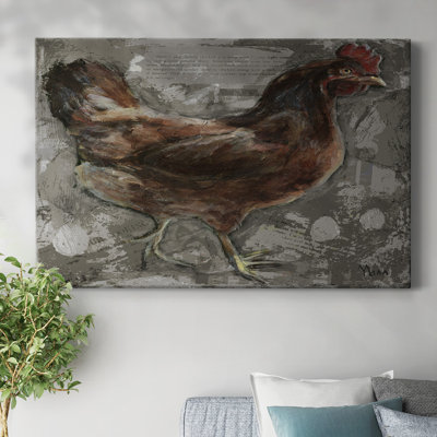 Poule rouge sur toile tendue