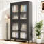 Armoire 4 portes Aleana de qualité supérieure avec verre à motif pour le rangement classique