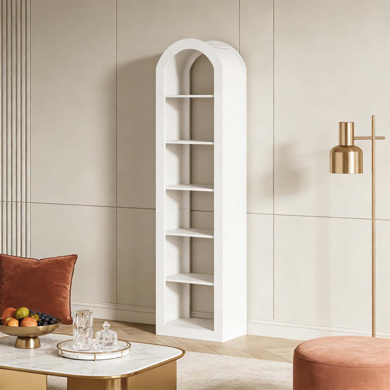 Open Display Shelf,Arched Bookshelf,Bookcase, White