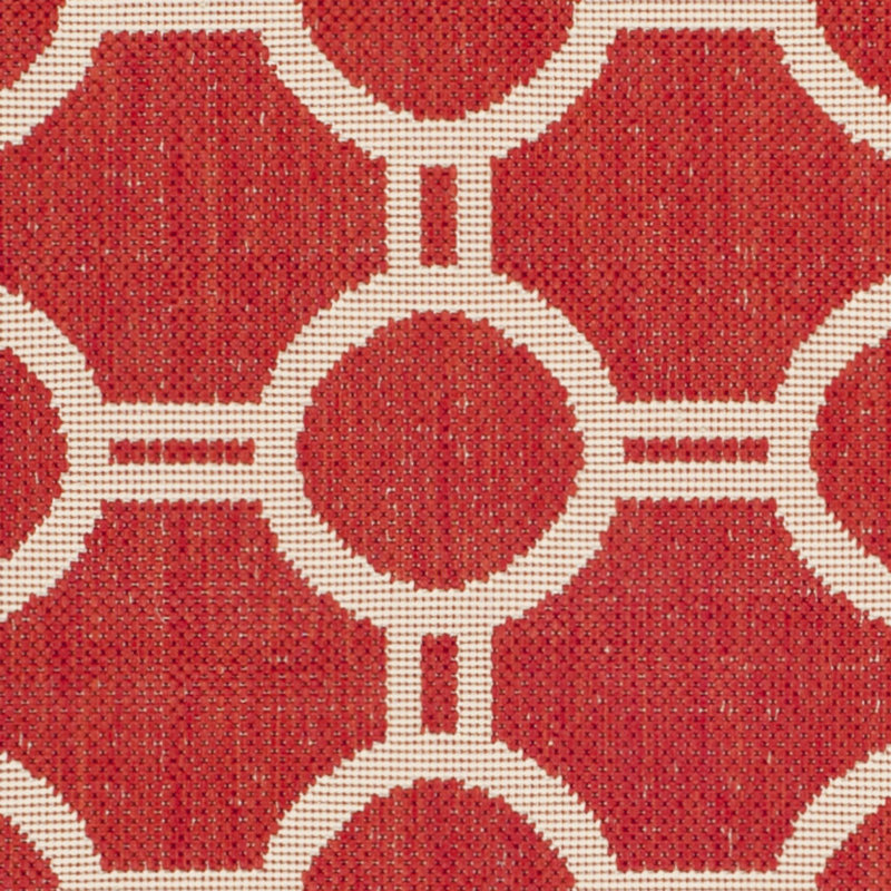 Arneshia Geometric Red/Bone Area Rug, Round 7'1"