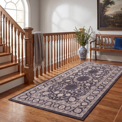 Tapis Veranda2 traditionnel à médaillon, style persan, gris ivoire et beige, antidérapant, à poils courts, pour intérieur et extérieur, adapté aux animaux domestiques, salon, chambre, salle à manger, entrée, couloir, bureau, lavable