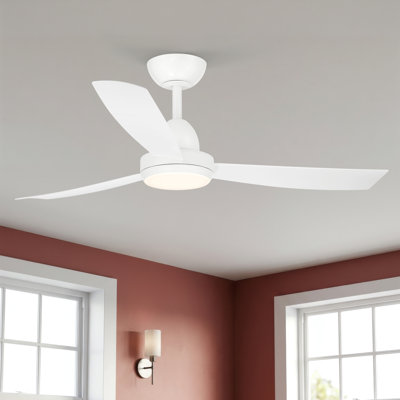 Tempest 48 in. Indoor Matte White Modern Ceiling Fan with Integrated LED, Selectable White Light, and Remote Control