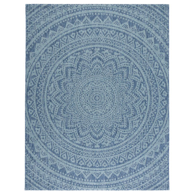 Melida Navy/Aqua Indoor/Outdoor Area Rug