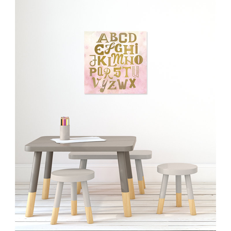 Art sur toile Abc, H 24 po x l 24 po x P 1,5 po, Rose