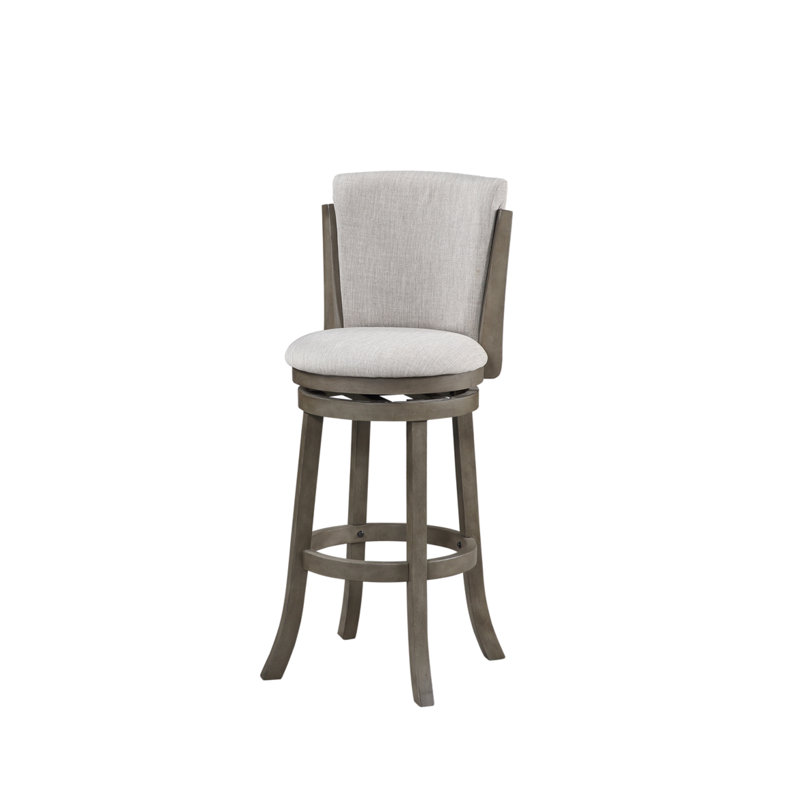 Upholstered Counter Stool with Solid Wood Frame, Counter Stool (29" Seat Height) , Gray Fabric/Antique Gray Frame