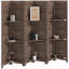 Paravent 6 panneaux en bois 6 panneaux avec 3 tablettes et rangement pliant pour la chambre à coucher, noyer
