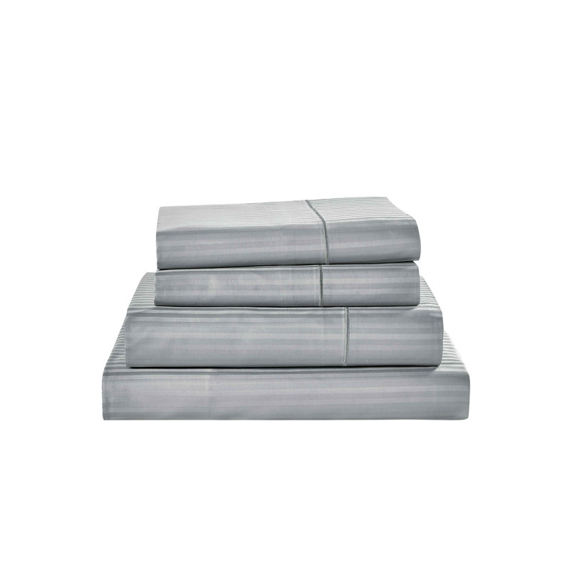 Ensemble de draps 100% coton égyptien Bibb Home, Argent, Grand