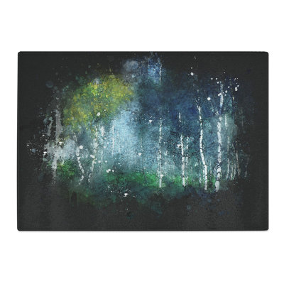 Tempered Glass Wonderous Birch Tree Forest Paint Splash Chopping Board