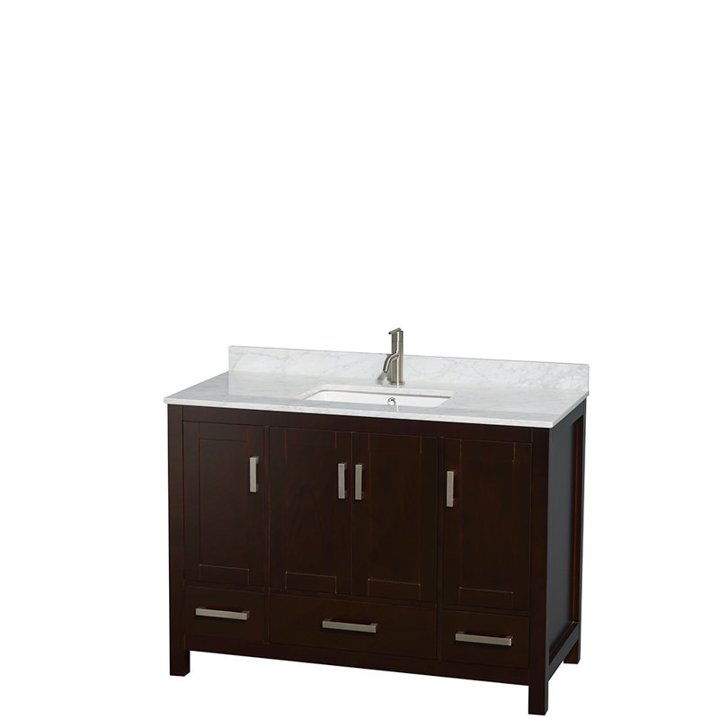 Sheffield 48" Single Bathroom Vanity Set with Mirror, Brushed Chrome, Espresso