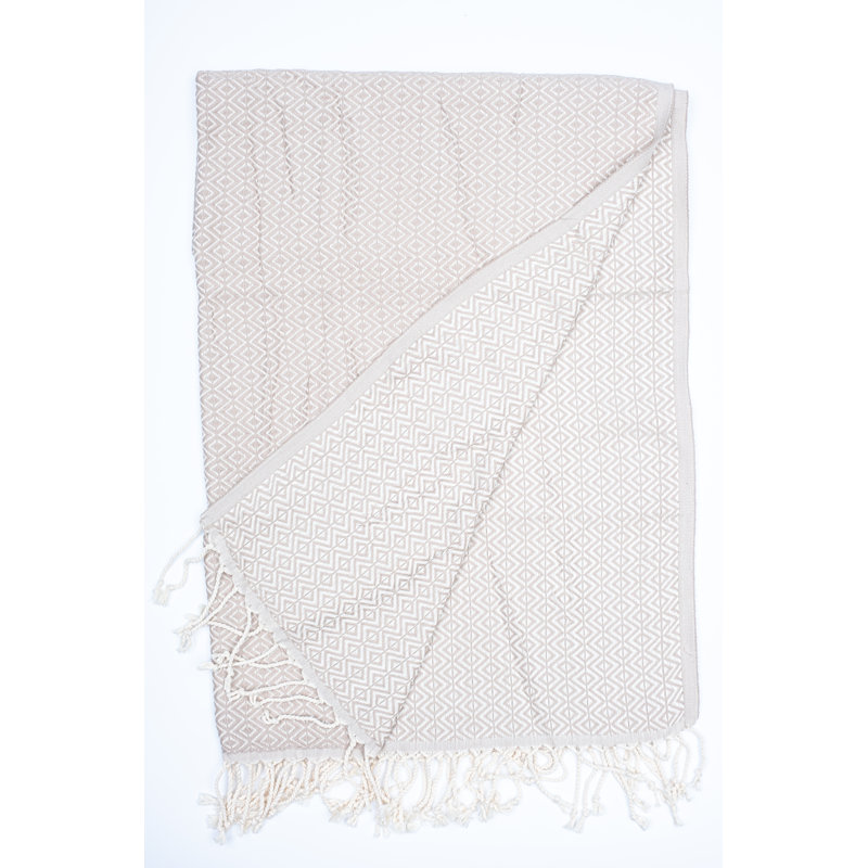 Jamond Turkish Cotton Jacquard Beach Towel, Beige