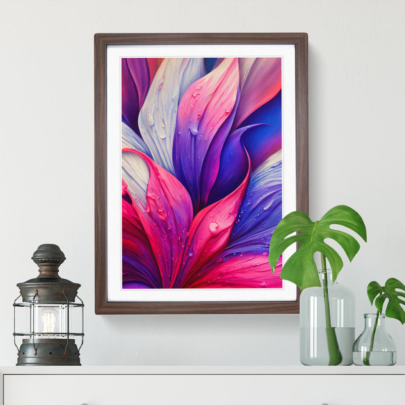 An Abstract Flower No.1 Abstract - Single Picture Frame Painting, 34cm H x 25cm W x 2cm D, Walnut