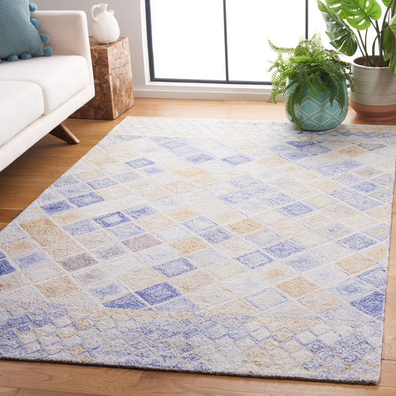 Tapis à motif géométrique abstrait touffeté à la main Shelana, Rectangle 8 pi x 10 pi
