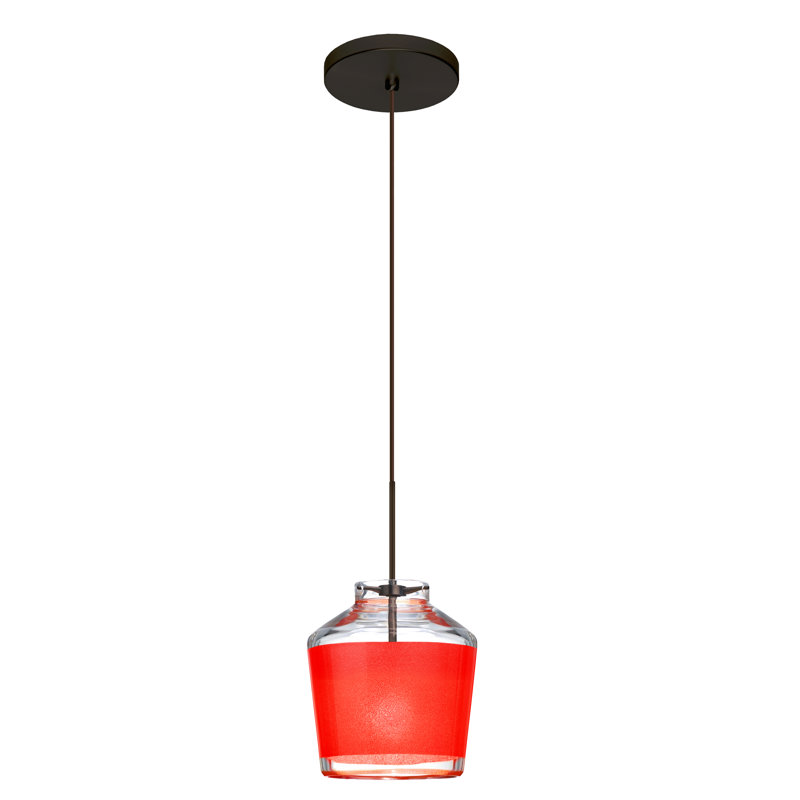 Luminaire suspendu à 1 lumière Delaune, Bronze brossé, Rouge