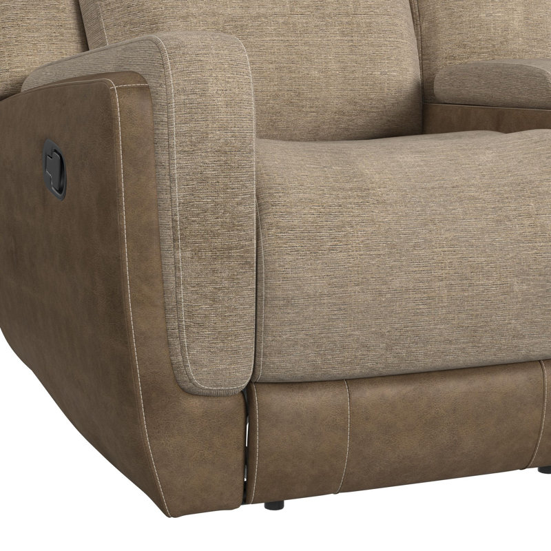 Viper Motion Loveseat with Console, Beige Polyester