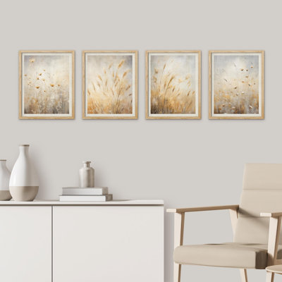 «Ears Of Golden Wheat», reproduction encadrée sur papier, 4 pièces