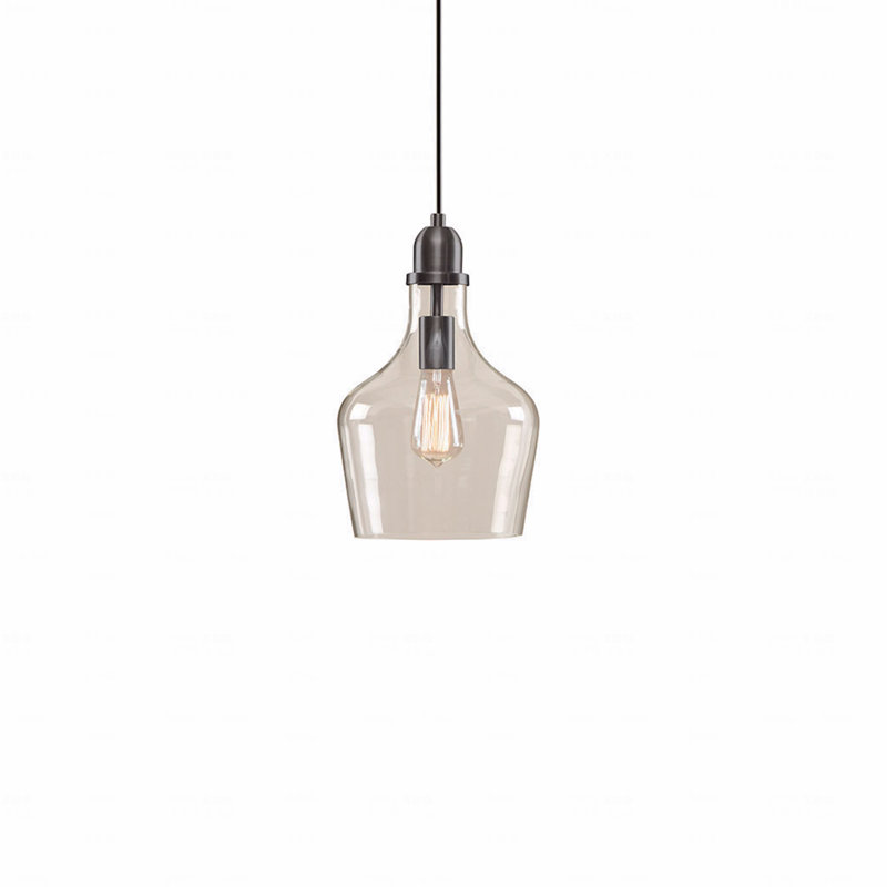 Bell Shaped Glass Pendant Light, Bronze
