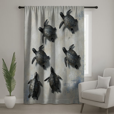 Swimming Sea Turtles Window Curtains, Turtles Sheer & Blockout Curtains - 1 Panel