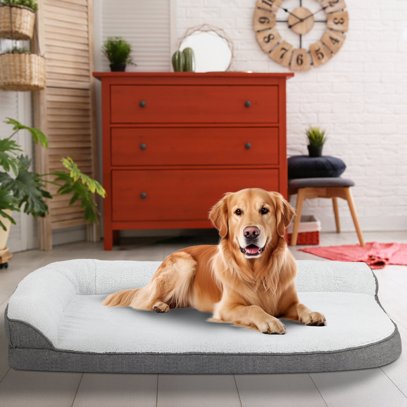 Lit pour chien en forme de L, Gris, H 3,5 po x l 41 po x P 29 po