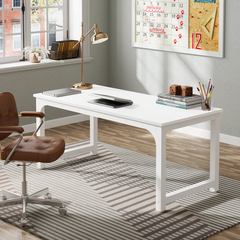 Waltman Desk, White, 29.52" H x 62.99" W x 31.49" D