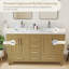 Meuble-lavabo double 55 po avec plateau en granite blanc Riverford-120334985
