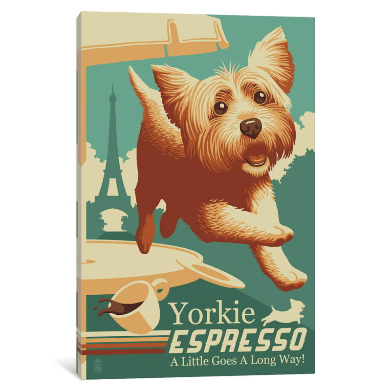 Yorkie Espresso by Lantern Press - Wrapped Canvas Print, 101.6 cm H x 66.04 cm W x 3.175 cm D