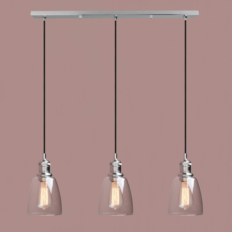 3 - Light Kitchen Island Pendant, Chrome