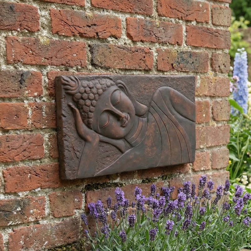 BUDDHA Plaque Landscape 31cm Bronze Effect