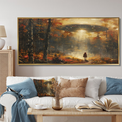Brown Grey Alien Encounter Ufos In Autumn - Ufos Wall Art