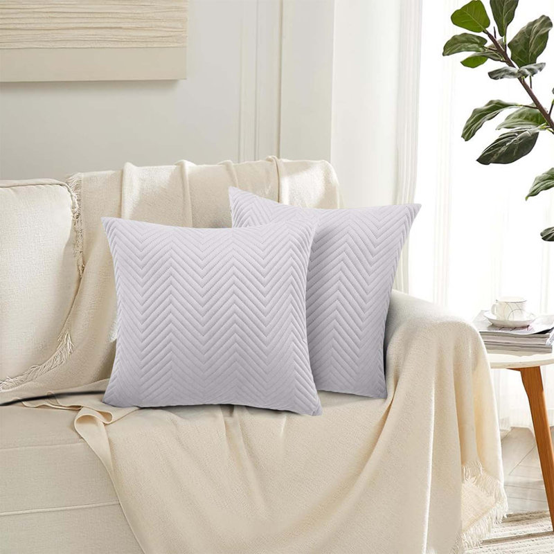 Chevron Square Cushion, Silver