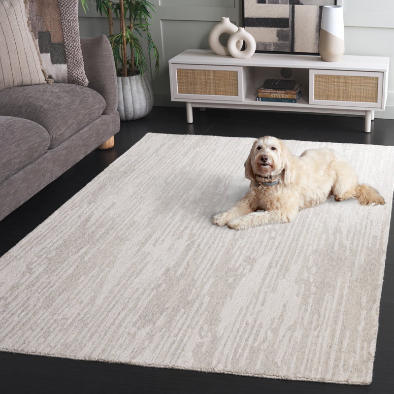 Ebony 925 Hand Tufted Wool/Cotton Abstract Rug in Gray/Ivory, Rectangle 9' x 12'