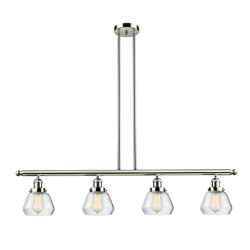 Luminaire suspendu linéaire à 4 lumières pour îlot de cuisine Chill, Transparent, Nickel poli